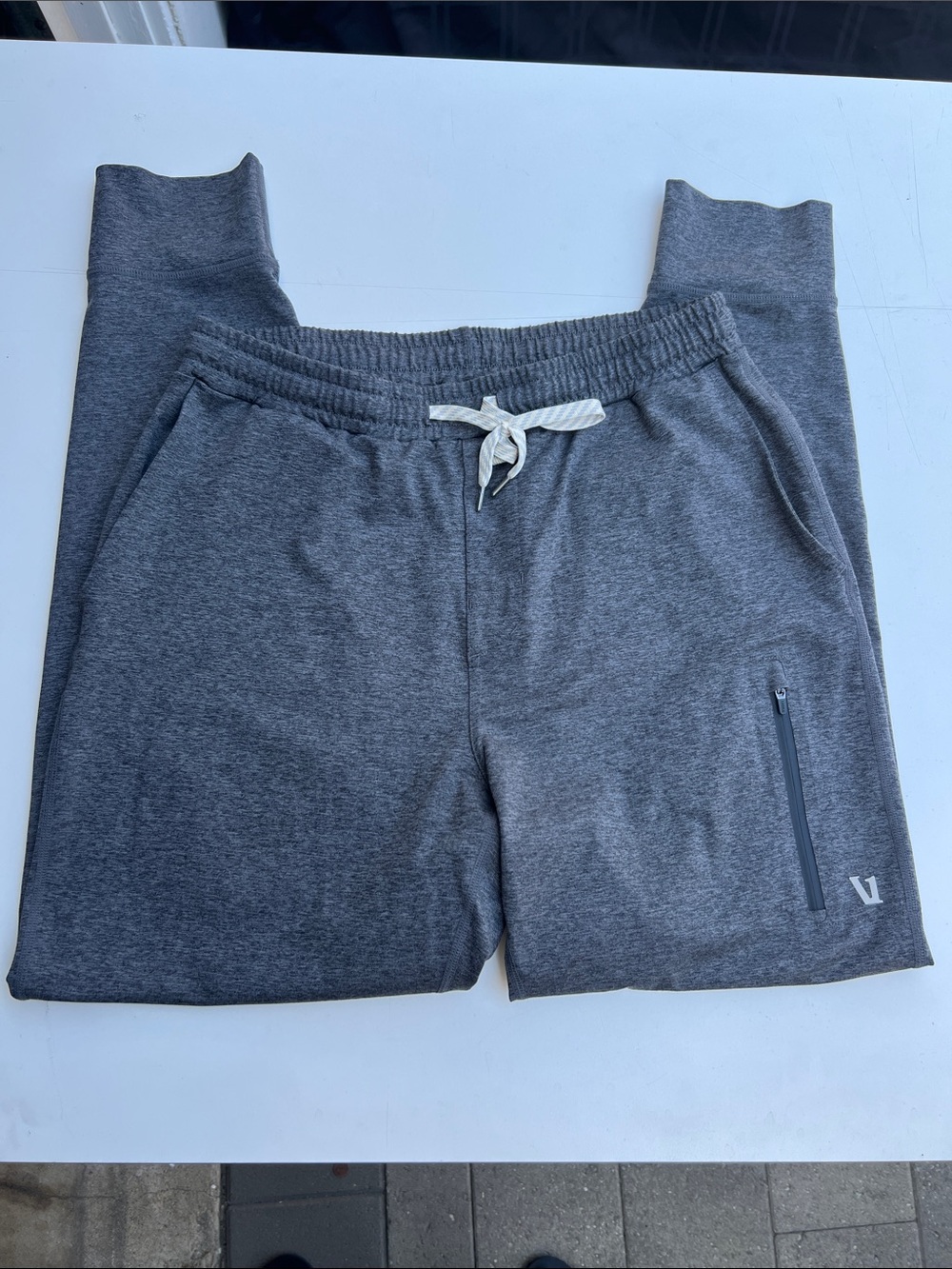 Vuori Gray Athletic Jogger Shorts with Drawstring large